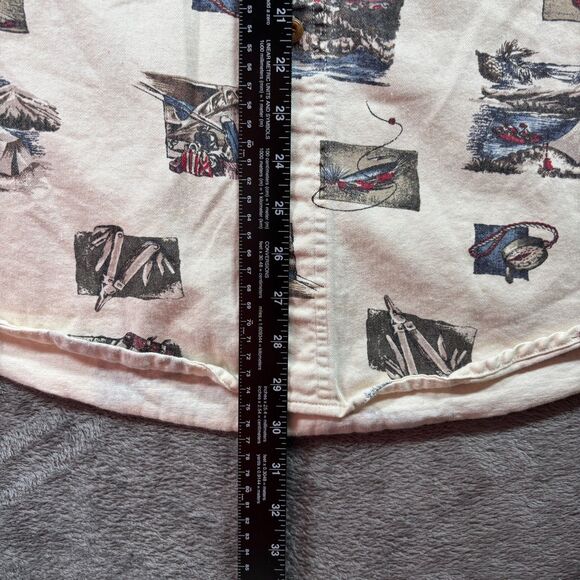 Woolrich Men Camp Shirt Vtg Camping Fishing Theme Outdoors Button Up Medium F115 - Picture 6 of 8